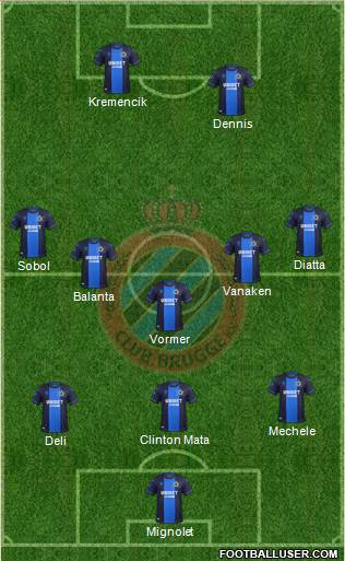 Club Brugge KV 4-2-1-3 football formation