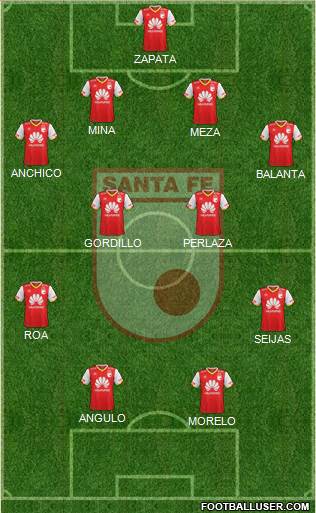 Santa Fe CD 4-4-2 football formation