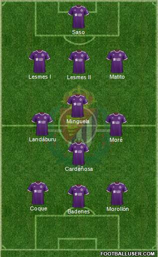 R. Valladolid C.F., S.A.D. 3-4-3 football formation