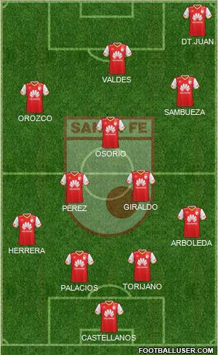 Santa Fe CD 4-2-1-3 football formation