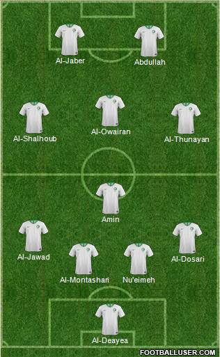 Saudi Arabia 4-1-3-2 football formation