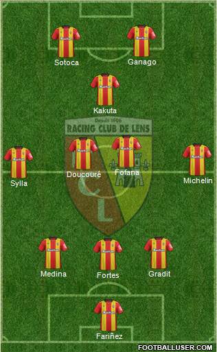 Racing Club de Lens 3-4-1-2 football formation