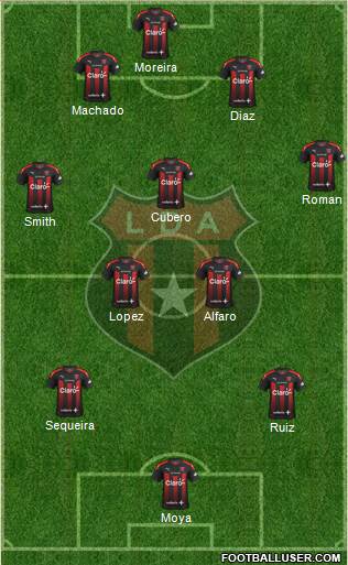 Liga Deportiva Alajuelense 4-5-1 football formation