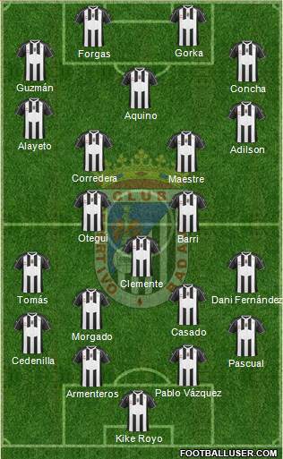 C.D. Badajoz S.A.D. 4-2-3-1 football formation