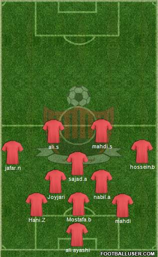 Aboumoslem Mashhad 3-4-1-2 football formation