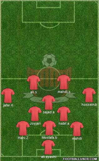 Aboumoslem Mashhad 3-4-1-2 football formation