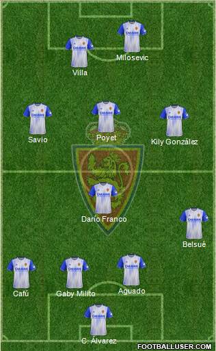 R. Zaragoza S.A.D. 4-1-3-2 football formation