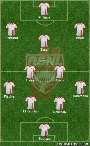 A.S. Nancy Lorraine 4-2-3-1 football formation