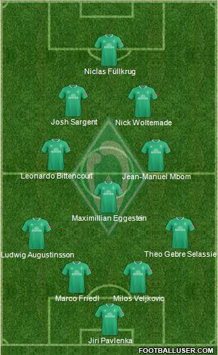 Werder Bremen 4-3-3 football formation