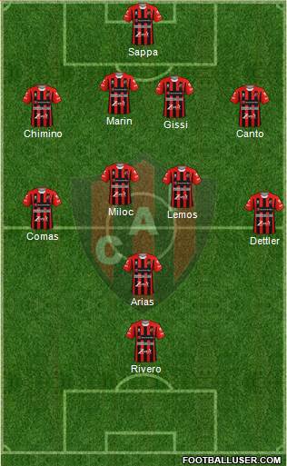 Patronato de Paraná 4-4-1-1 football formation