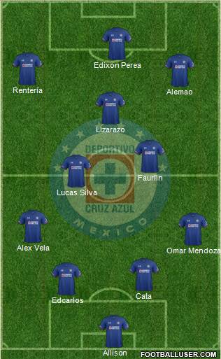 Club Deportivo Cruz Azul 4-5-1 football formation