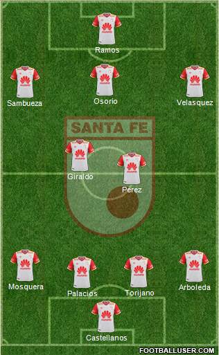 Santa Fe CD 4-2-3-1 football formation