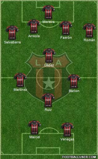 Liga Deportiva Alajuelense 4-1-3-2 football formation