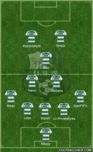 Sassuolo 5-4-1 football formation