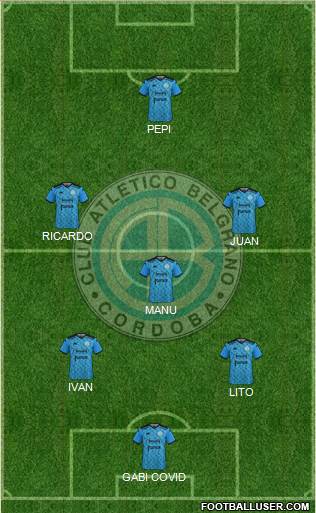 Belgrano de Córdoba 3-4-3 football formation