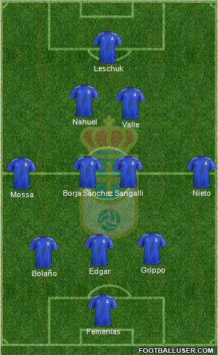 Real Oviedo S.A.D. 3-4-2-1 football formation