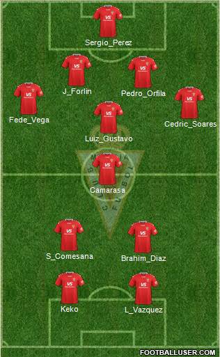 Real Murcia C.F., S.A.D. 4-2-2-2 football formation