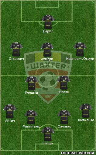 Shakhter Soligorsk 4-2-3-1 football formation