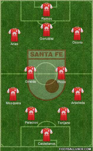 Santa Fe CD 4-3-1-2 football formation