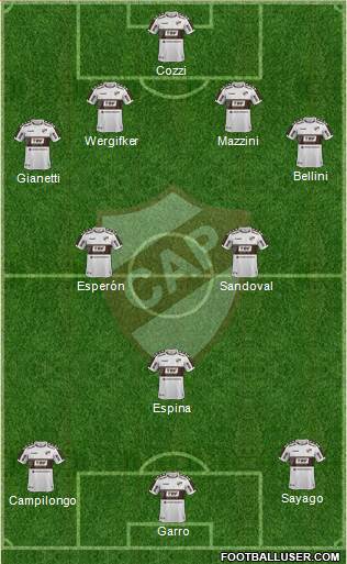 Platense 4-2-1-3 football formation