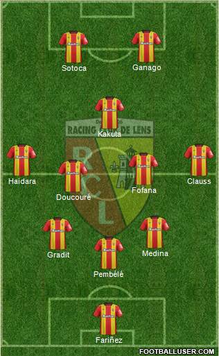 Racing Club de Lens 3-4-1-2 football formation