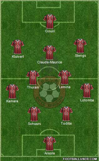 OGC Nice Côte d'Azur 4-2-3-1 football formation