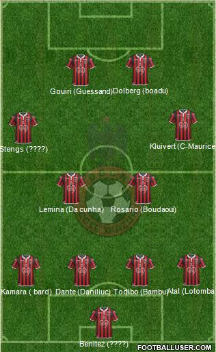 OGC Nice Côte d'Azur 4-4-2 football formation