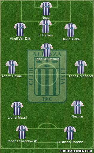 C Alianza Lima 3-4-1-2 football formation