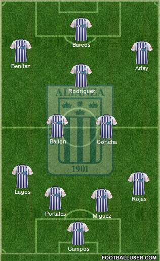 C Alianza Lima 4-2-1-3 football formation