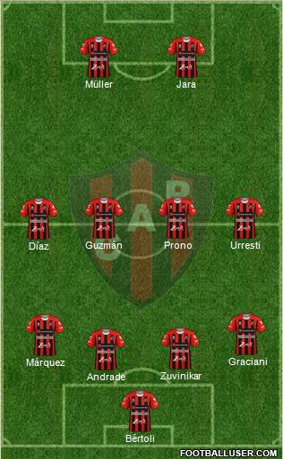 Patronato de Paraná 4-4-2 football formation