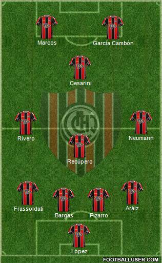 Chacarita Juniors 4-2-1-3 football formation