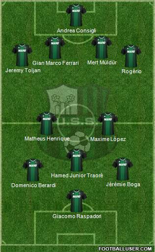 Sassuolo 3-5-2 football formation