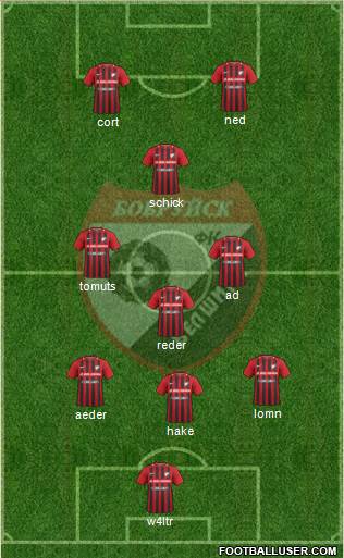 Belshina Bobruisk 4-1-2-3 football formation