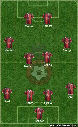 OGC Nice Côte d'Azur 4-4-2 football formation