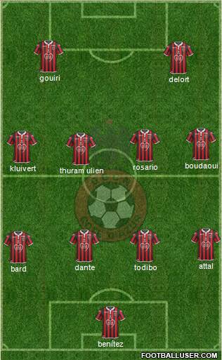 OGC Nice Côte d'Azur 4-4-2 football formation