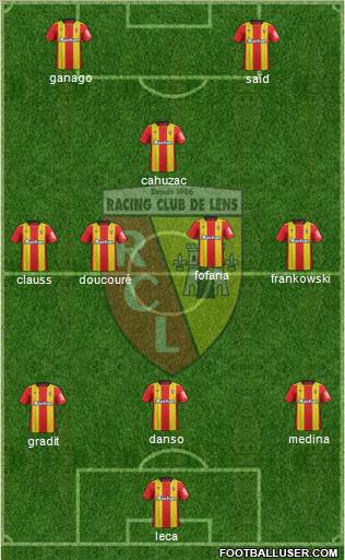 Racing Club de Lens 3-4-1-2 football formation