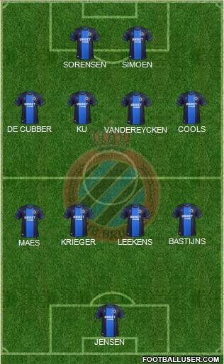 Club Brugge KV 4-4-2 football formation