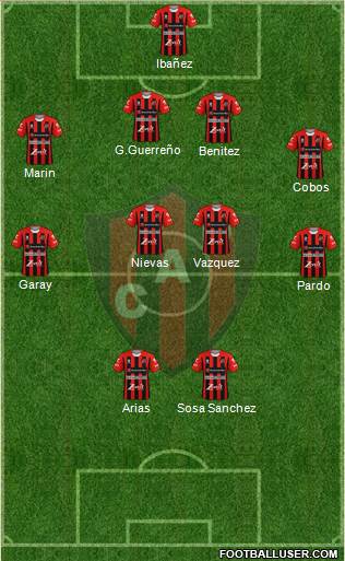 Patronato de Paraná 4-4-2 football formation