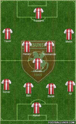 Samsunspor 4-1-4-1 football formation