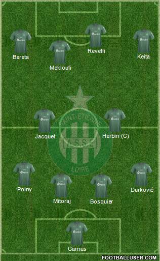 A.S. Saint-Etienne 4-2-4 football formation