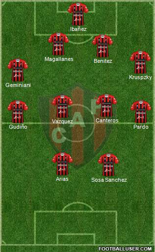 Patronato de Paraná 4-4-2 football formation