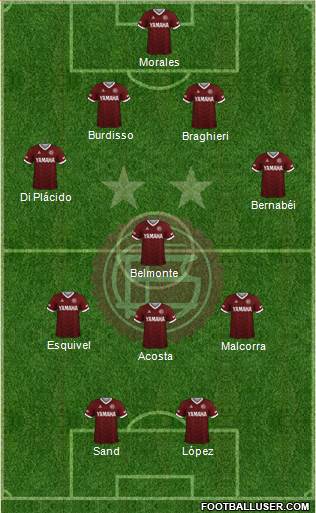 Lanús 4-1-3-2 football formation