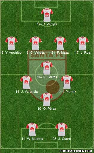 Santa Fe CD 4-3-1-2 football formation