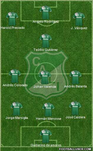 AC Deportivo Cali 3-4-3 football formation