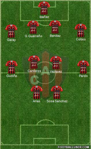 Patronato de Paraná 4-4-2 football formation