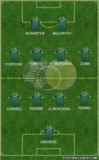 South Africa 4-3-1-2 football formation