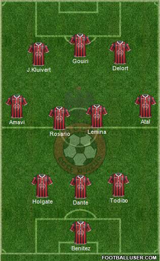 OGC Nice Côte d'Azur 3-4-3 football formation