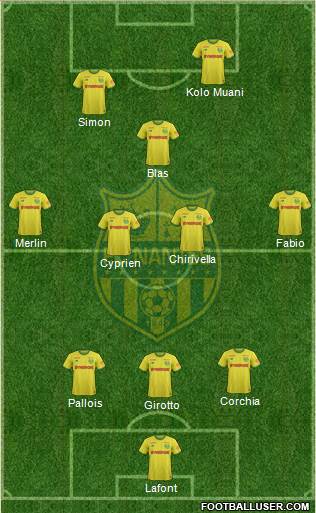 FC Nantes 3-4-1-2 football formation