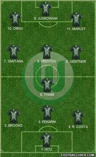 VfL Wolfsburg 4-3-1-2 football formation