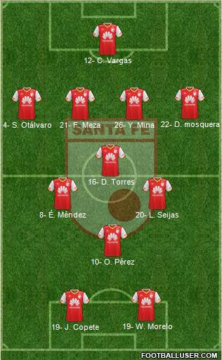 Santa Fe CD 4-3-1-2 football formation